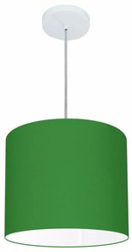 Lustre pendente cilíndrico free lux para mesa de jantar, sala, quarto, churrasqueira e balcão. - Verde-Folha - Tam: 30x25cm