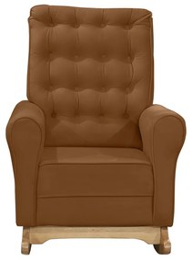 Poltrona de Amamentação com Balanço e Puff Thaila Veludo Terracota F06 - D'Rossi