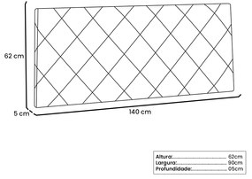 Cabeceira Painel Tânia Para Cama Box Casal 140 cm Corino Preto- D'Rossi