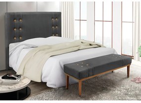 Cabeceira Cama Box Queen 160cm e Recamier Gênova Suede Cinza S04 - D'Rossi