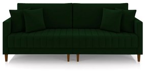 Sofá Living Decorativo Hamburgo Bipartido 2 Lugares 216cm com Almofadas Pés em Madeira Veludo Verde G33 - Gran Belo