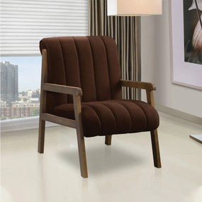 Poltrona Decorativa para Sala Base de Madeira Daline Bouclê E03 - D'Rossi - Marrom