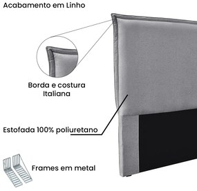 Cabeceira Cama Box Solteiro 90 cm Garden Linho S04 - D'Rossi - Cinza