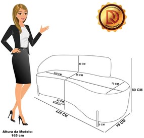 Sofá 4 Lugares Orgânico 220cm Pé Ferro Pto Morgan Bouclê L01 - D'Rossi - Rose