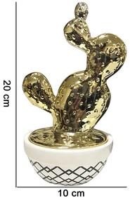 Vaso Pote Decorativo Cerâmica Branco com Dourado 20x10 cm - D'Rossi