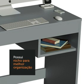 Escrivaninha Madesa Rubi + Estante Livreiro 6905 - Cinza Cinza