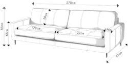 Sofá 4 Lugares Para Sala 270cm Alicie L08 Couro Cinza Claro  - Mpozena