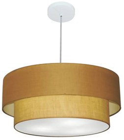 Lustre Pendente Duplo Cilíndrico Vivare Md-4357 Cúpula em Tecido 60x50cm - Bivolt