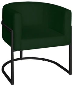 Poltrona Base Industrial Preto Sala de Estar Lety Veludo Verde S05 - D'Rossi