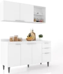 Armário de Cozinha Com Tampo CP01 150cm Pérola Branco Z34 - Mpozen