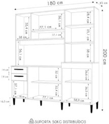 Armário de Cozinha Compacta 180cm Regina Z46 Damasco/Off White - Mpoze