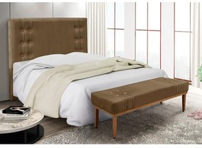 Cabeceira Cama Box Casal 140cm e Recamier Gênova Suede S04 - D'Rossi - Caramelo