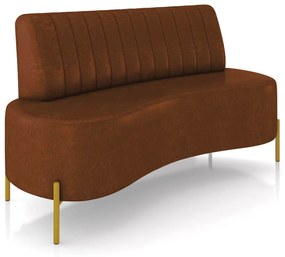 Sofá 2 Lugares Living 160cm Pé Ferro Dourado Maraú Sint PU K01 - D'Rossi - Marrom