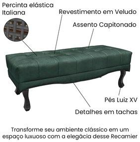 Cabeceira Cama Box Casal 140cm e Recamier Vicenza Veludo Verde S04 - D'Rossi
