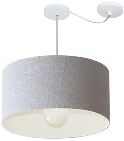 Lustre Pendente Cilíndrico Com Desvio de Centro Vivare Md-4233 Cúpula em Tecido 55x30cm - Bivolt