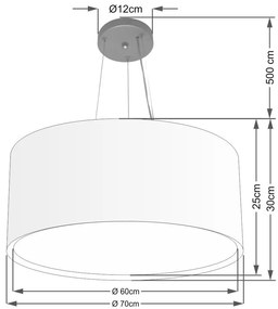 Lustre Pendente Cilíndrico Duplo Vivare Md-4303 Cúpula em Tecido 70x30cm - Bivolt