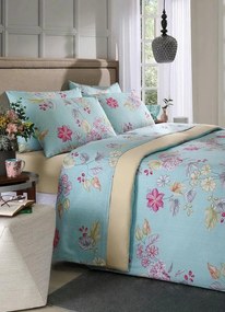 Jogo de Cama Floral Azul Casal 4 Peças