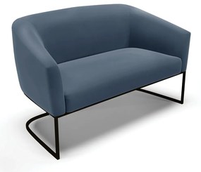 Sofá 2 Lugares Namoradeira Industrial Preto Stella Suede D03 - D'Rossi - Azul Marinho