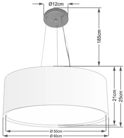 Lustre Pendente Cilíndrico Duplo Vivare Md-4125 Cúpula em Tecido 60x25cm - Bivolt