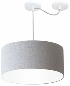 Lustre Pendente Cilíndrico Com Desvio De Centro Md-4147 Cúpula 50x25cm Rustico Cinza - Bivolt