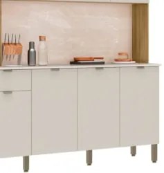 Cozinha Compacta Com Balcão 200cm Louvre Z06 Freijó/Soft - Mpozenato