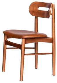 Cadeira Veleiro - Verniz Natural - Tecido New Kouro Ocre