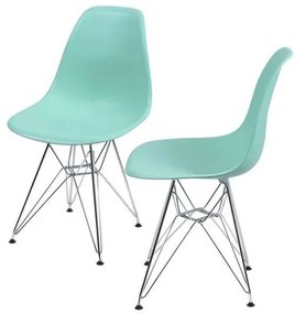 Kit com 2 Cadeiras Eames Policarbonato com Base Cromada na Cor Verde Tiffany - 64549 Sun House