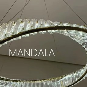 Pendente Mandala Ø50X8Cm Led 30W 3000K Bivolt Alumínio Dourado Cristai...