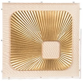 Quadro Decorativo Franzido Quadrado Dourado 50x50x5 cm - D'Rossi