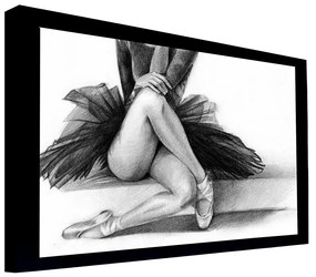 Quadro Decorativo 135x80 cm Bailarina 033 com Moldura Laqueada Preto G64 - Gran Belo