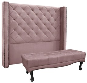 Cabeceira Cama Box Casal 140cm e Recamier Vicenza Veludo Lilás S04 - D'Rossi