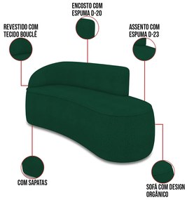 Sofá 4 Lugares Orgânico 220cm Morgan e Poltrona Lua Bouclê D03 - D'Rossi - Verde