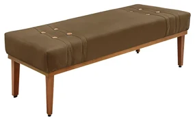 Divã Recamier Banco Base Madeira para Quarto Gênova 140cm Suede S04 - D'Rossi - Caramelo