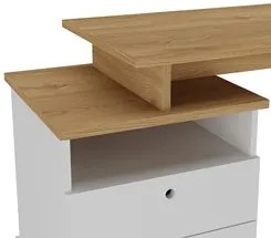 Mesa Escrivaninha Industrial 2 Gavetas Lux A06 Olmo/Branco   - Mpozena