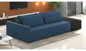 Sofá Ilha 2 Lugares Living 232cm Modulado Sala Lary Veludo/PU Pto K01 - D'Rossi - Azul Marinho