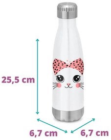 Garrafa Squeeze Brilhante 510 ml Gata Gatinha Miau - Branco