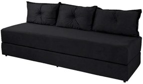 Sofá Cama Bicama 3 Lugares Casal Sofanete Suede Orthovida (Preto, Liso)