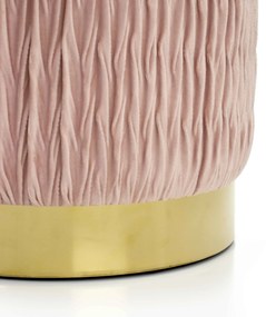 Puff Decorativo Redondo Tati Veludo Rosa com Base Dourada 38 cm - D'Rossi
