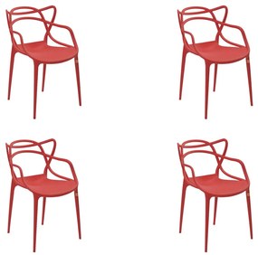 Kit 4 Cadeiras Decorativas Sala e Cozinha Feliti (PP) Vermelha G56 - Gran Belo