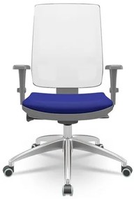 Cadeira Brizza Diretor Grafite Tela Branca com Assento Aero Azul Base Autocompensador Aluminio - 65763 Sun House