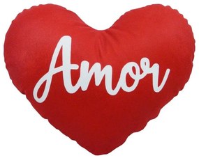 Almofada Coração Frases Amor Vermelha 45cm x 30cm