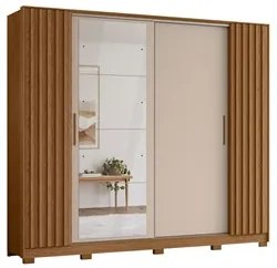 Guarda Roupa Casal 4 Portas 4 Espelhos Jacarandá Flex Jatobá/Fendi - A