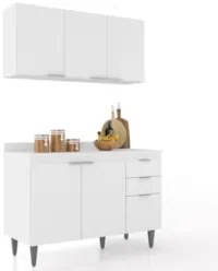 Armário de Cozinha Com Tampo CP01 120cm Pérola Branco Z34 - Mpozen