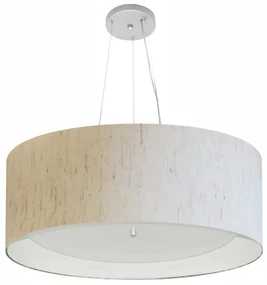 Pendente Cilíndrico Linho Bege e Branco MJ-4142 Para Mesa de Jantar e Estar