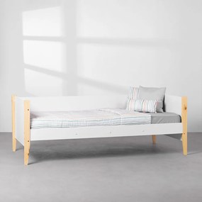 Cama Sofá Noah com Pés Natural – Branco Fosco