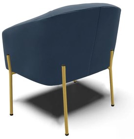 Poltrona Pé de Ferro Dourado Sala de Estar Stella Suede D03 - D'Rossi - Azul Marinho