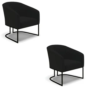 Poltrona Decorativa Industrial Preto Kit 2 Stella Linho D03 - D'Rossi - A79 Preto