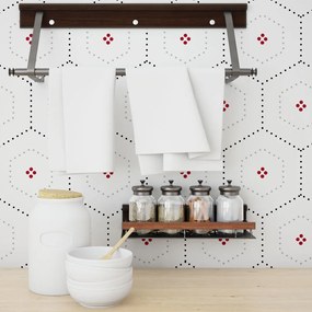 Papel de Parede Lavável Hexagonal Pontilhado Para Cozinha e Banheiro