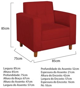 Poltrona Decorativa Denver Corano Vermelho - ADJ Decor