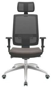 Cadeira Office Brizza Tela Preta Com Encosto Assento Facto Dunas Basalto Autocompensador 126cm - 63001 Sun House